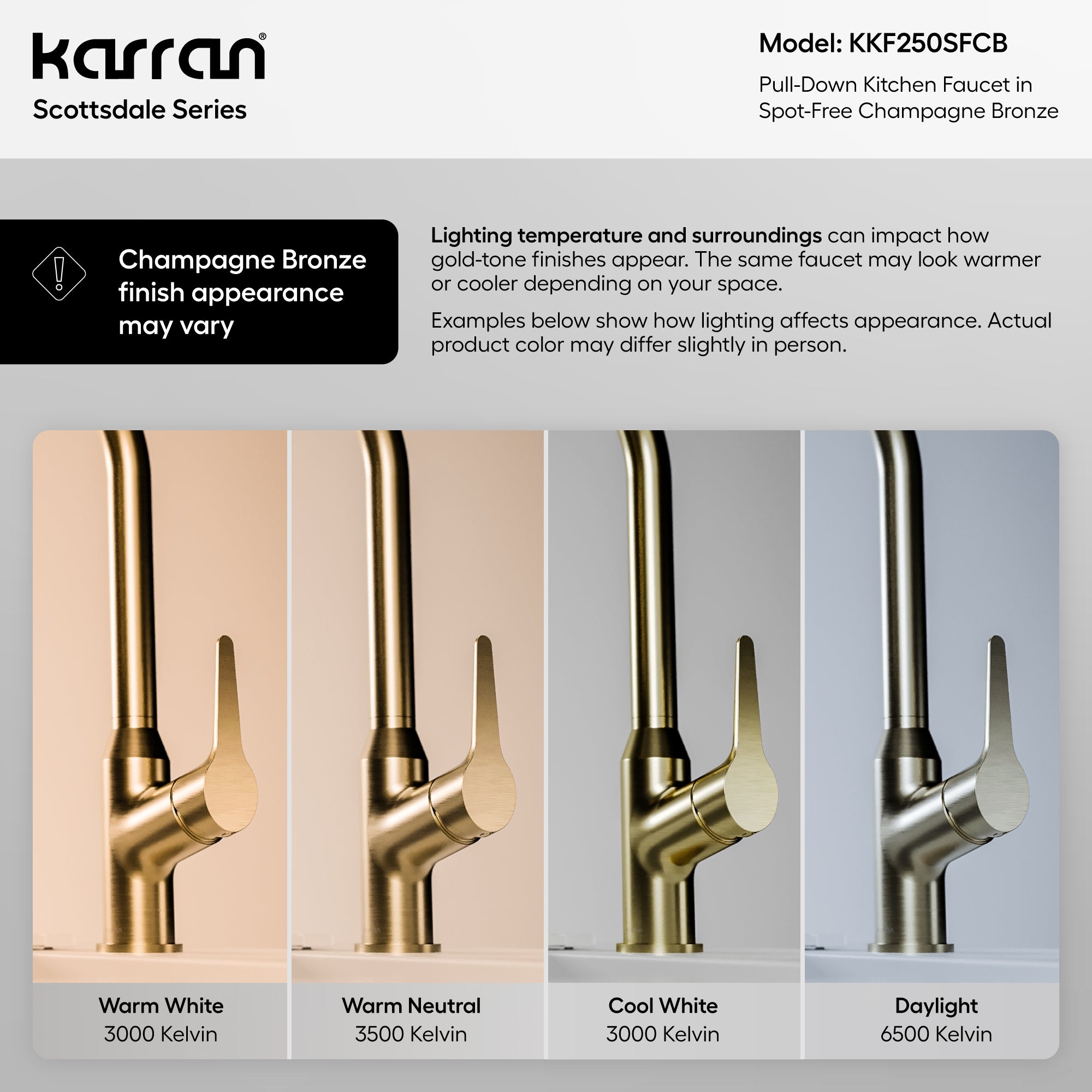 Karran Scottsdale 1.8 GPM Single Lever Handle Lead-free Brass ADA Kitchen Faucet, Pull-Down, Spot-Free Champagne Bronze, KKF250SFCB
