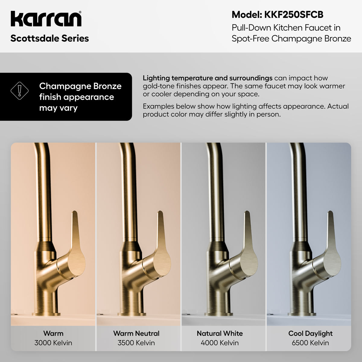 Alternative View of Karran Scottsdale 1.8 GPM Single Lever Handle Lead-free Brass ADA Kitchen Faucet, Pull-Down, Spot-Free Champagne Bronze, KKF250SFCB