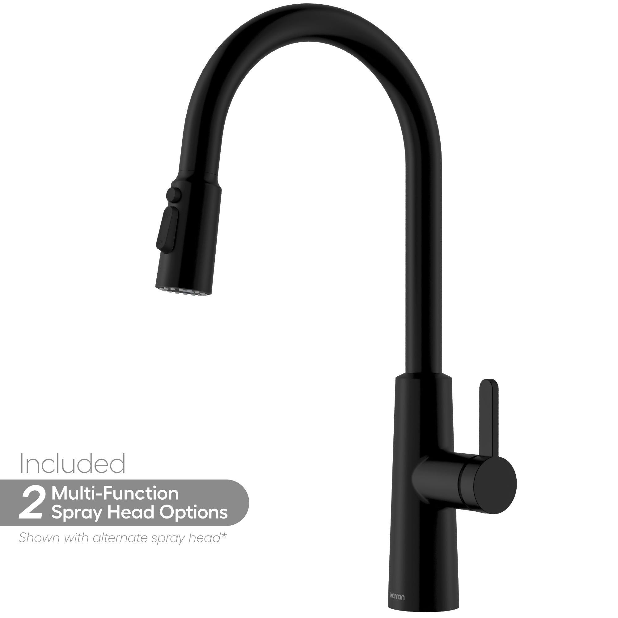 Karran Elmsworth 1.8 GPM Single Lever Lead-free Brass ADA Kitchen Faucet, Pull-Down, Matte Black, KKF760MB