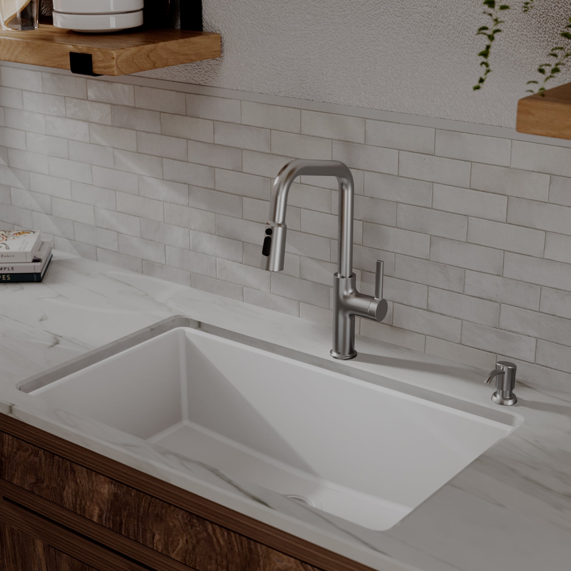 Karran Stalbridge 1.8 GPM Single Lever Lead-free Brass ADA Kitchen Faucet, Pull-Down, Spot Free Stainless Steel, KKF710SFSS