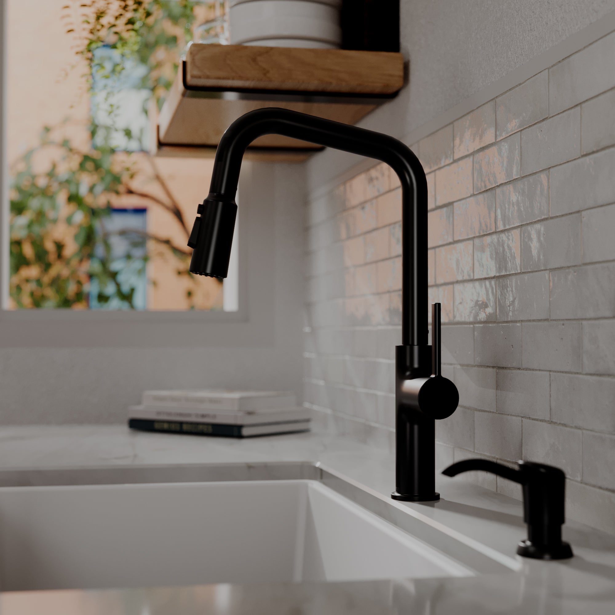 Karran Stalbridge 1.8 GPM Single Lever Lead-free Brass ADA Kitchen Faucet, Pull-Down, Matte Black, KKF710MB