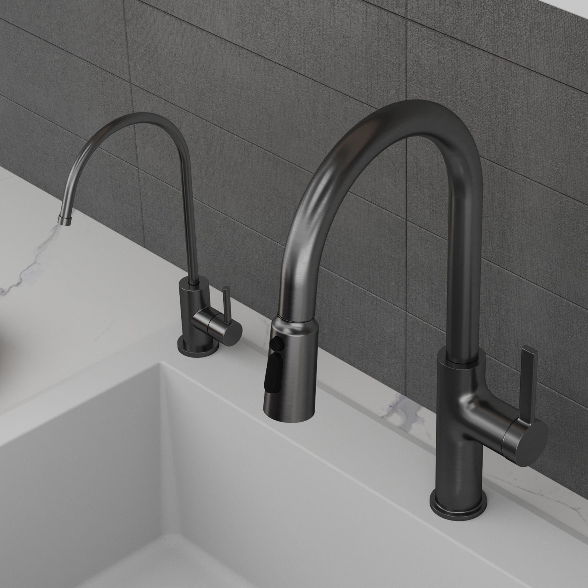 Karran Kestrel 1 GPM Single Lever Lead-free Brass ADA Beverage Faucet, Spot-Free Gunmetal Grey, KKF800SFGG