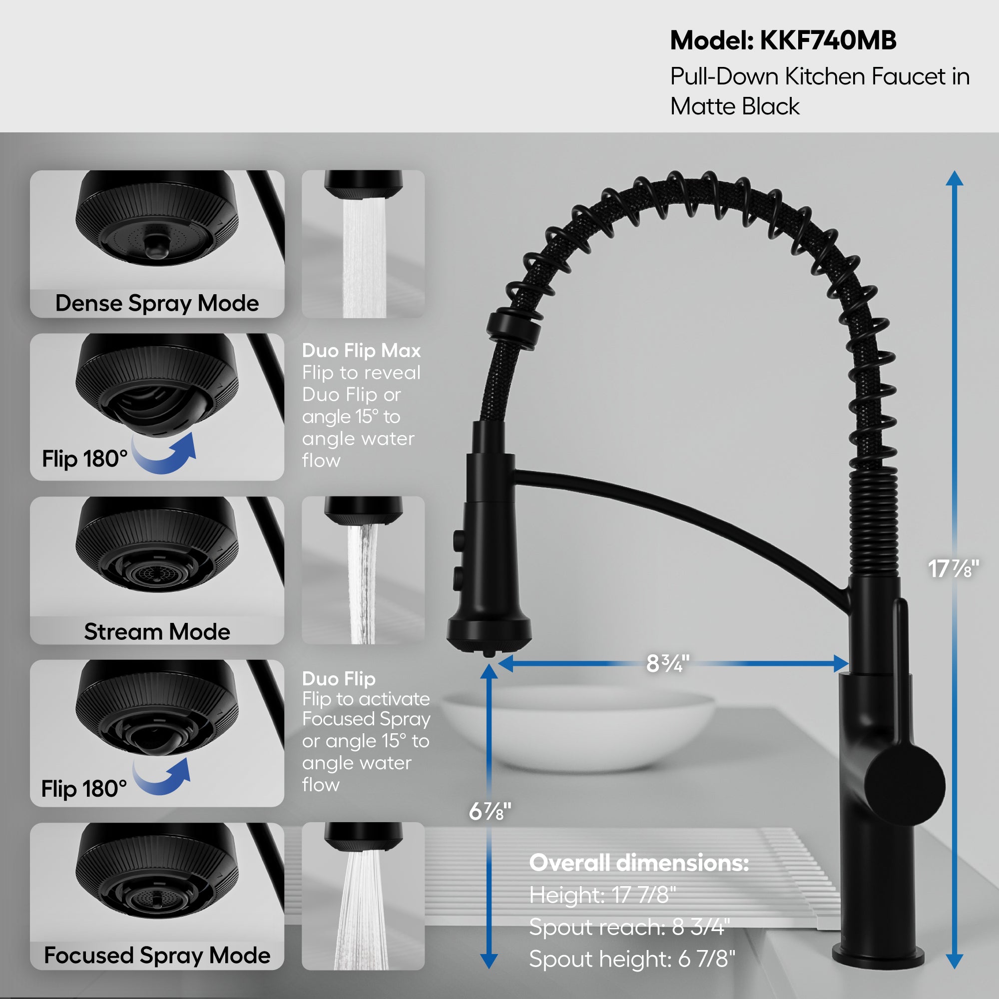 Alternative View of Karran Scottsdale 1.8 GPM Single Lever Lead-free Brass ADA Kitchen Faucet, Pull-Down, Matte Black, KKF740MB
