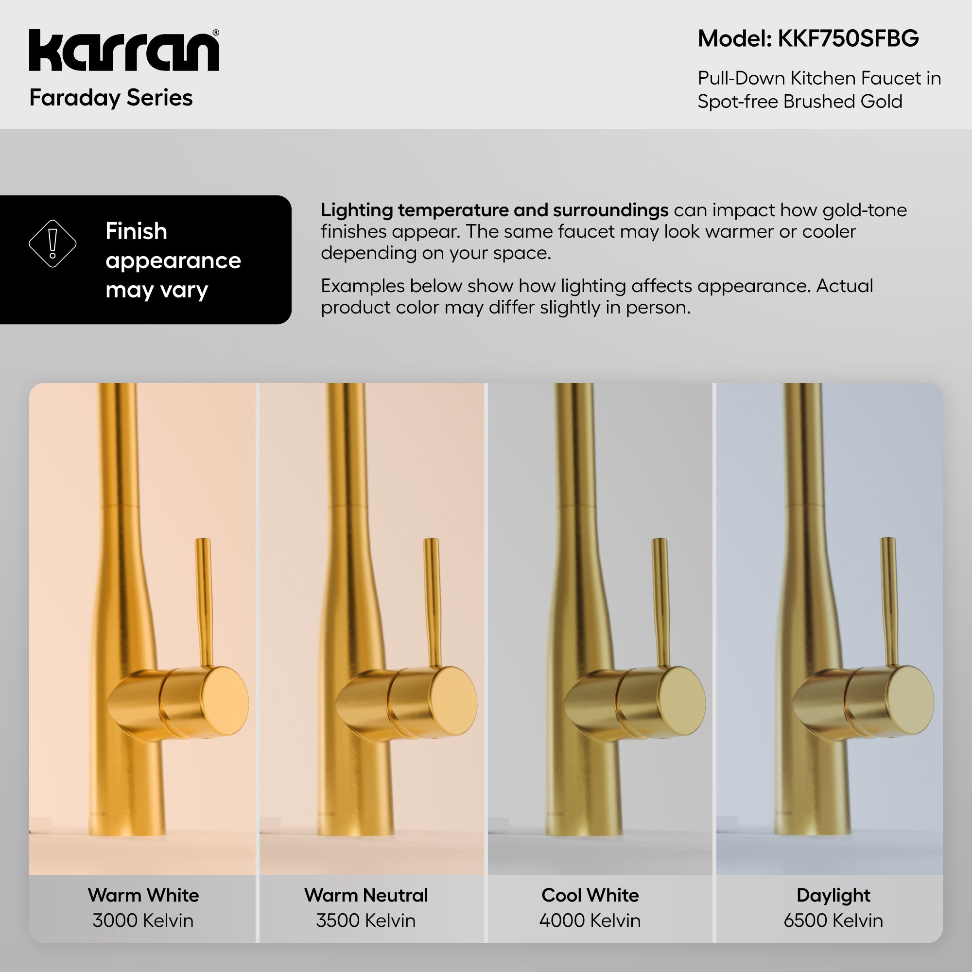 Karran Faraday 1.8 GPM Single Lever Lead-free Brass ADA Kitchen Faucet, Pull-Down, Spot-Free Brushed Gold, KKF750SFBG