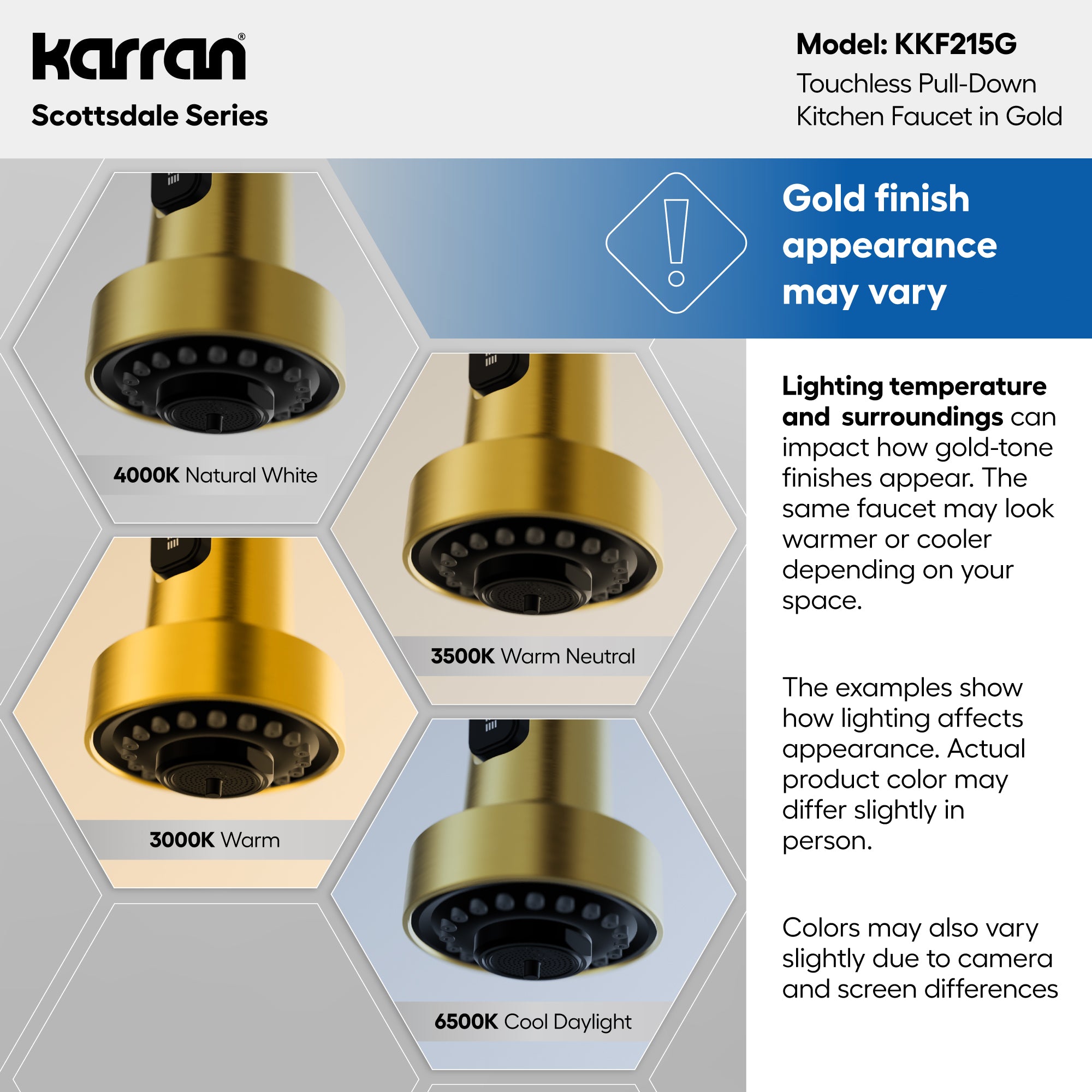 Alternative View of Karran Alston 1.8 GPM Single Lever Handle Lead-free Brass ADA Touchless Kitchen Faucet, Pull-Down, Gold, KKF215G