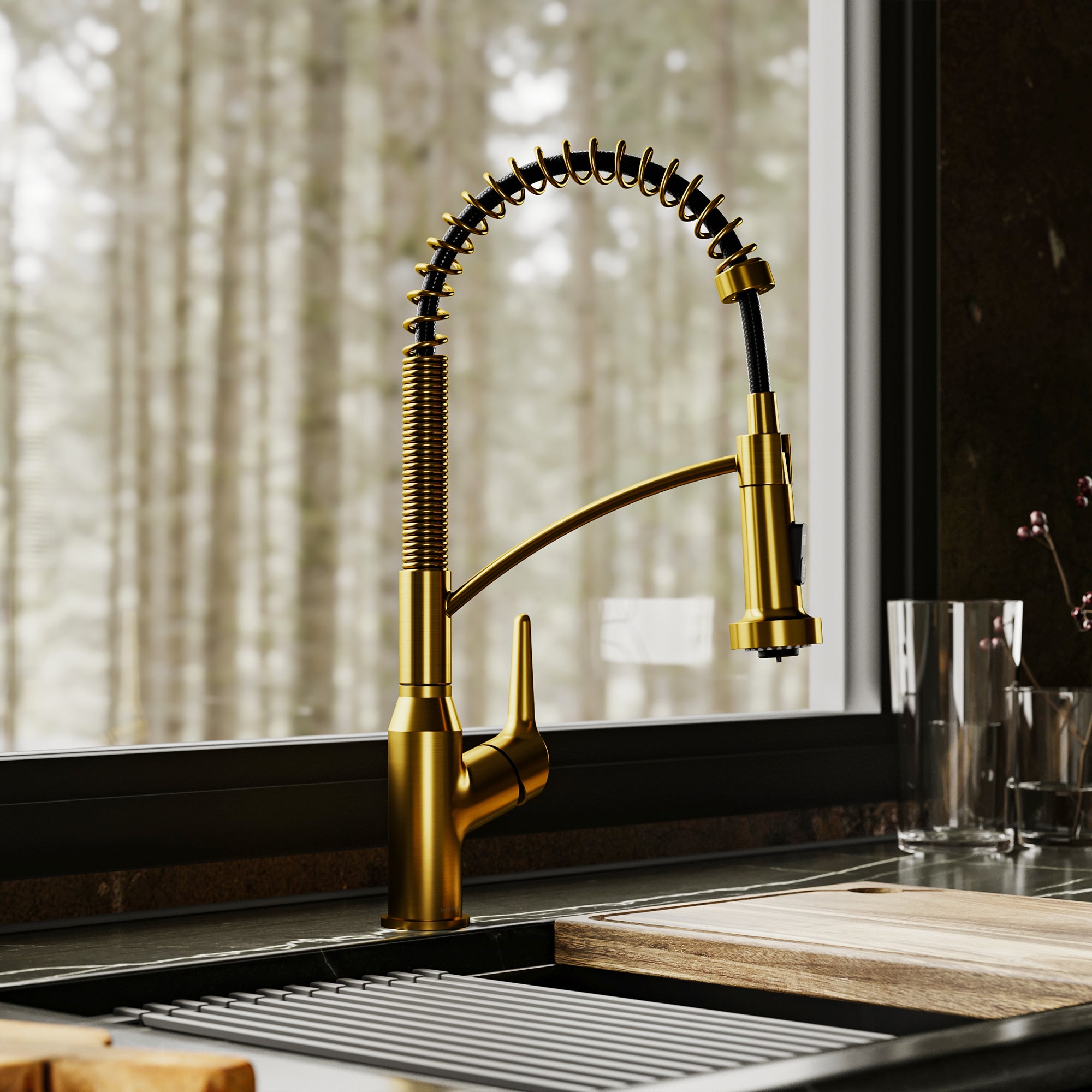 Alternative View of Karran Scottsdale 1.8 GPM Single Lever Handle Lead-free Brass ADA Kitchen Faucet, Pull-Down Kitchen, Gold, KKF210G