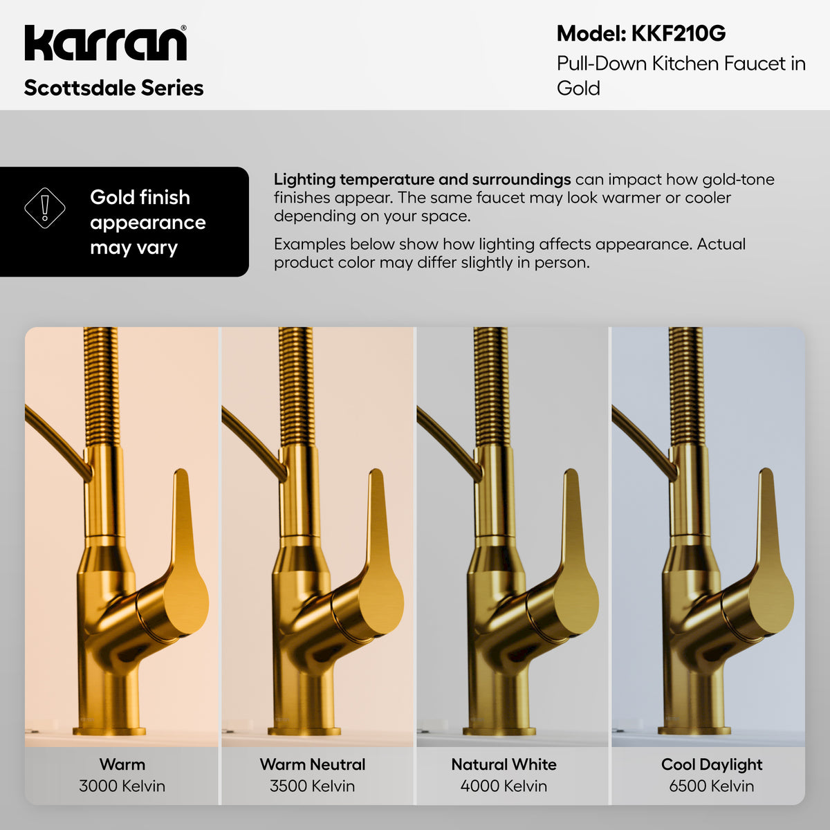 Alternative View of Karran Scottsdale 1.8 GPM Single Lever Handle Lead-free Brass ADA Kitchen Faucet, Pull-Down Kitchen, Gold, KKF210G