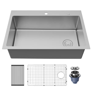 Alternate Image for Karran Fusion 33" Drop In/Topmount Stainless Steel Kitchen Sink with Accessories, 16 Gauge, TMSB3331-PK1