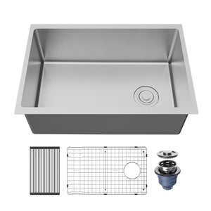 Alternate Image for Karran Fusion 27" Undermount Stainless Steel ADA Kitchen Sink with Accessories, 16 Gauge, UUMSB2731-PK1