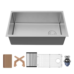 Alternate Image for Karran Fusion 30" Undermount Stainless Steel Workstation Kitchen Sink with Accessories, 16 Gauge, UUMSB3032-PK1