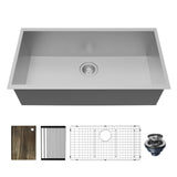 Karran Fusion 33" Undermount Stainless Steel Workstation Kitchen Sink with Accessories, 18 Gauge, UUMSB3322-PK1