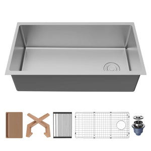 Alternate Image for Karran Fusion 33" Undermount Stainless Steel Workstation Kitchen Sink with Accessories, 16 Gauge, UUMSB3332-PK1