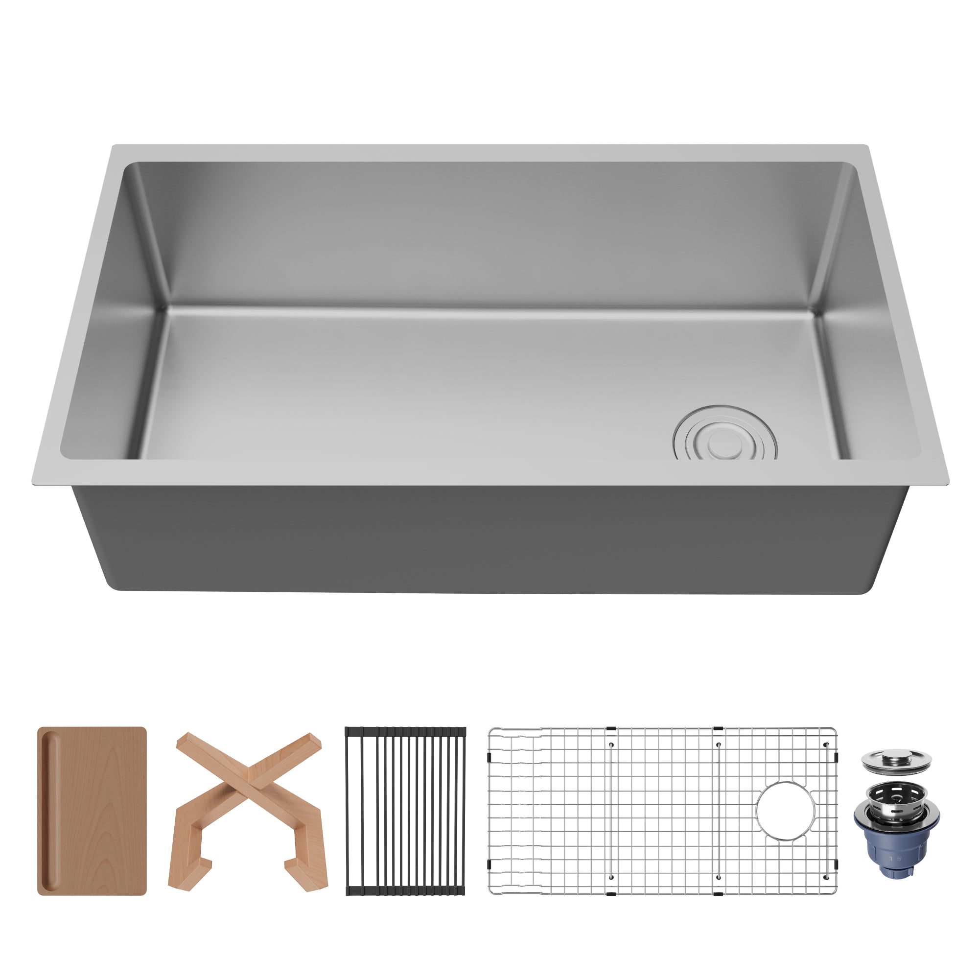 Main Image of Karran Fusion 33" Undermount Stainless Steel Workstation Kitchen Sink with Accessories, 16 Gauge, UUMSB3332-PK1