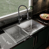 Karran Fusion 33" Drop In/Topmount Stainless Steel Kitchen Sink with Accessories, 50/50 Double Bowl, 16 Gauge, TMDB3321-PK1