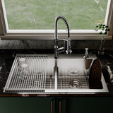 Karran Fusion 33" Drop In/Topmount Stainless Steel Kitchen Sink with Accessories, 50/50 Double Bowl, 16 Gauge, TMDB3321-PK1
