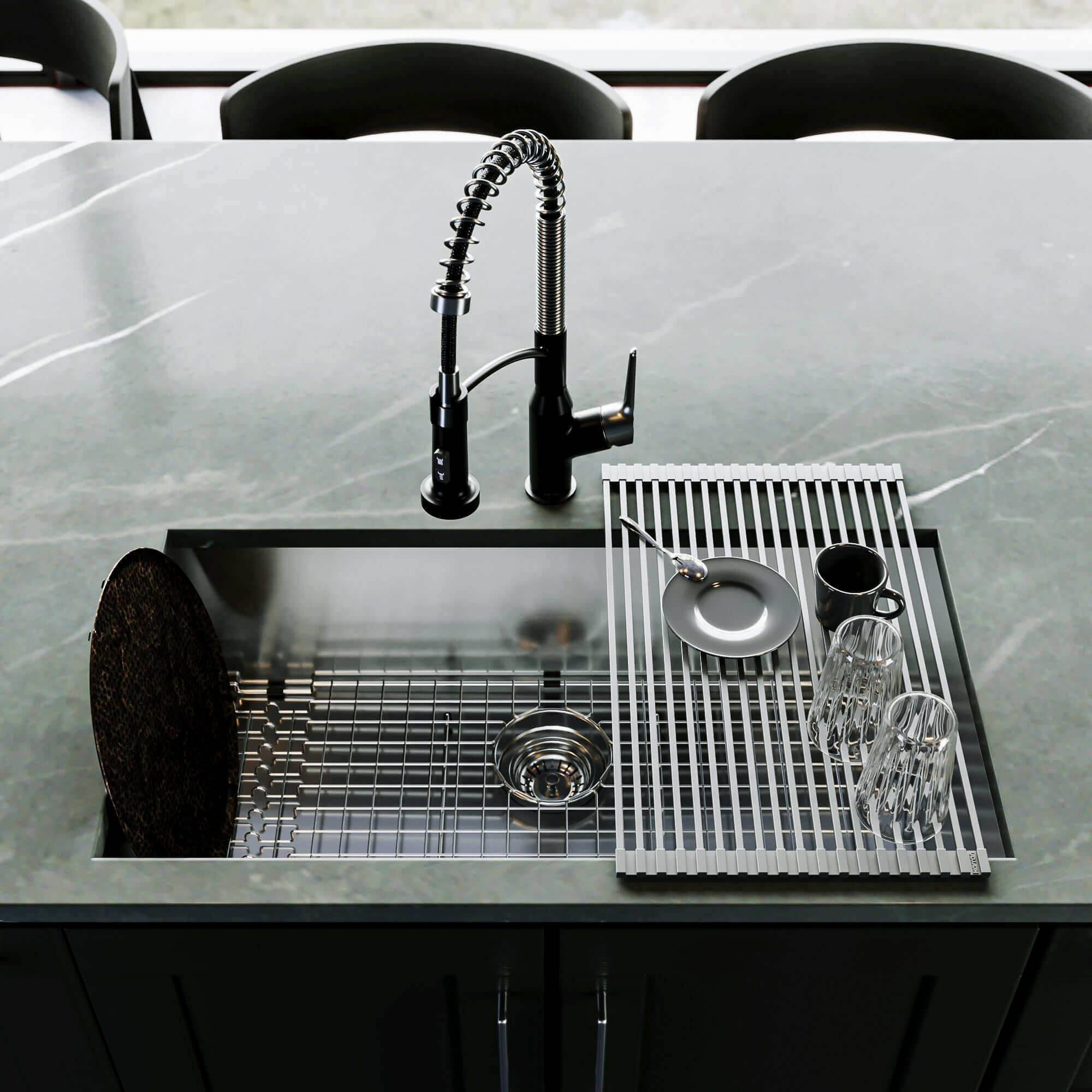Karran Fusion 33" Undermount Stainless Steel Kitchen Sink with Accessories, 18 Gauge, UUMSB3321-PK1