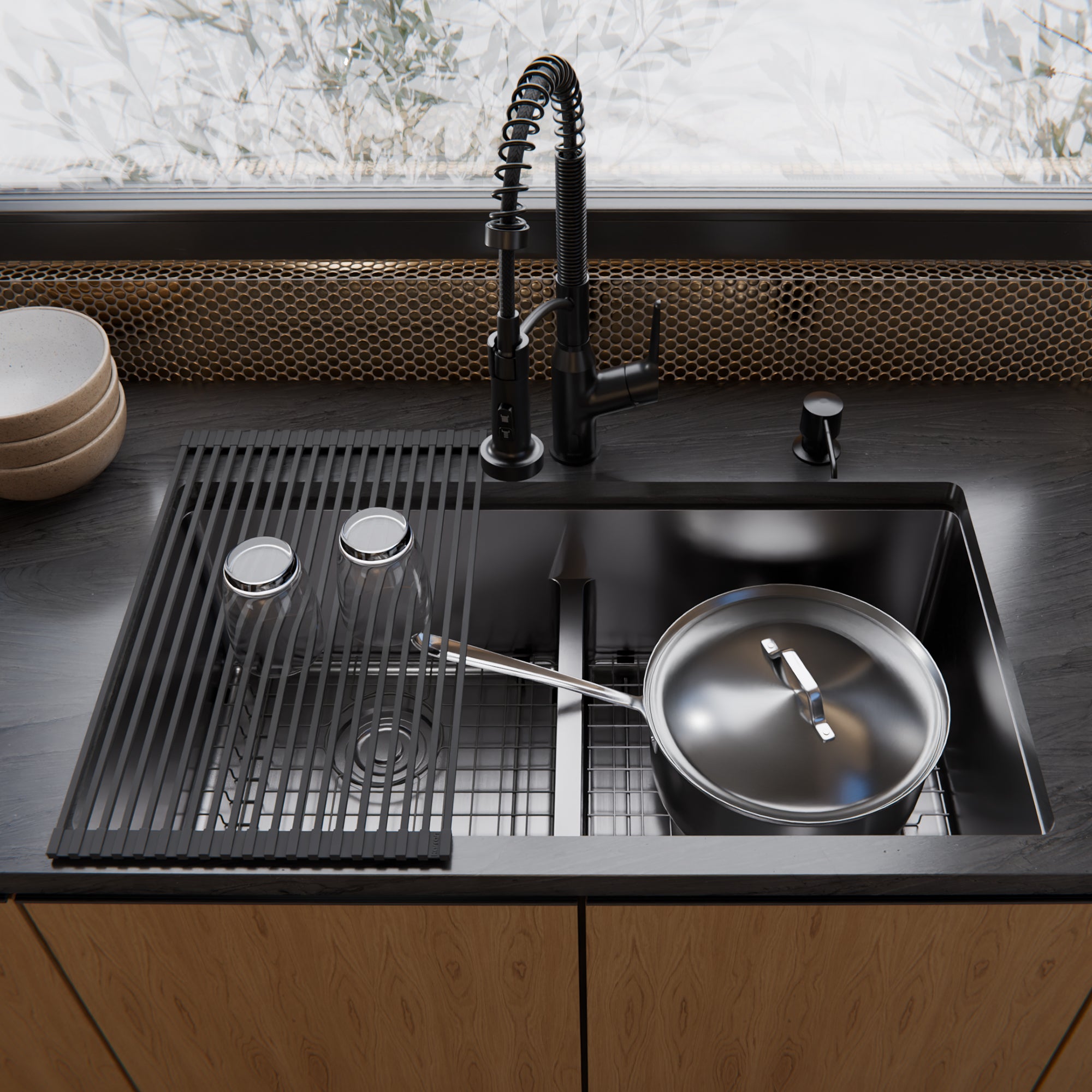 Karran Fusion 33" Undermount Stainless Steel ADA Kitchen Sink with Accessories, 50/50 Double Bowl, 16 Gauge, UUMDB3321-PK1