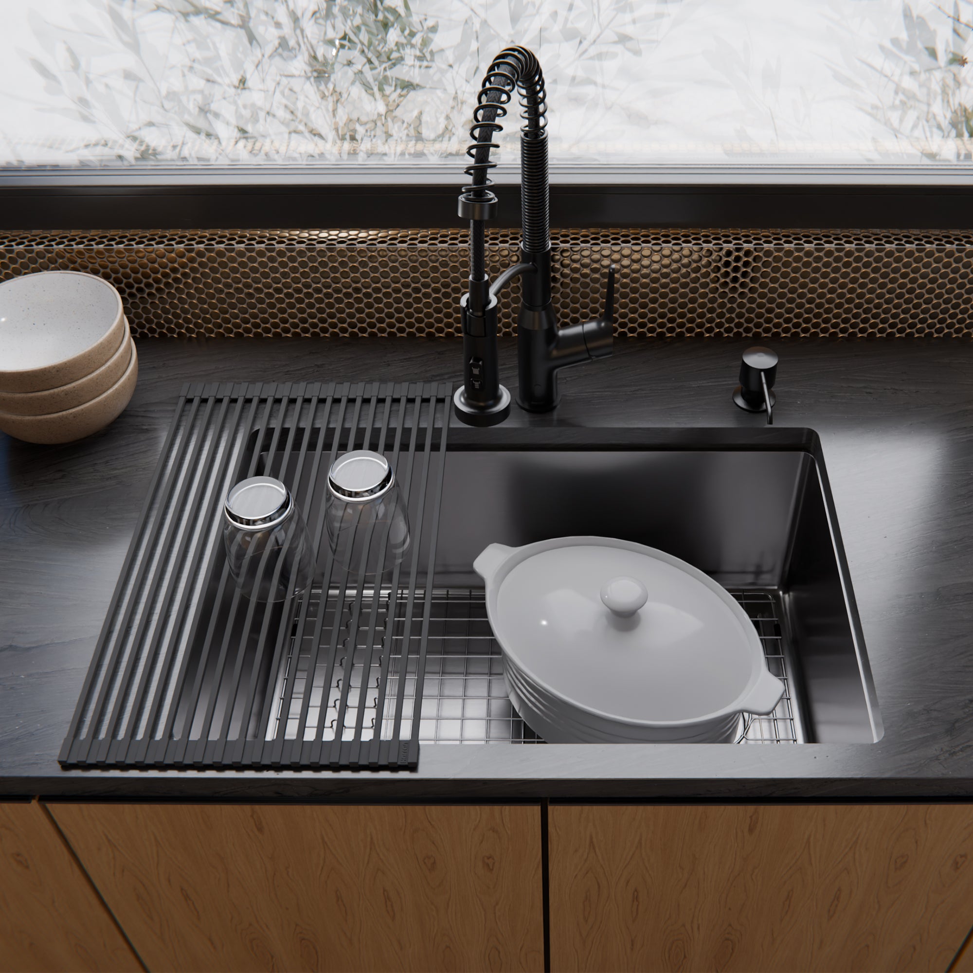 Karran Fusion 27" Undermount Stainless Steel ADA Kitchen Sink with Accessories, 16 Gauge, UUMSB2731-PK1