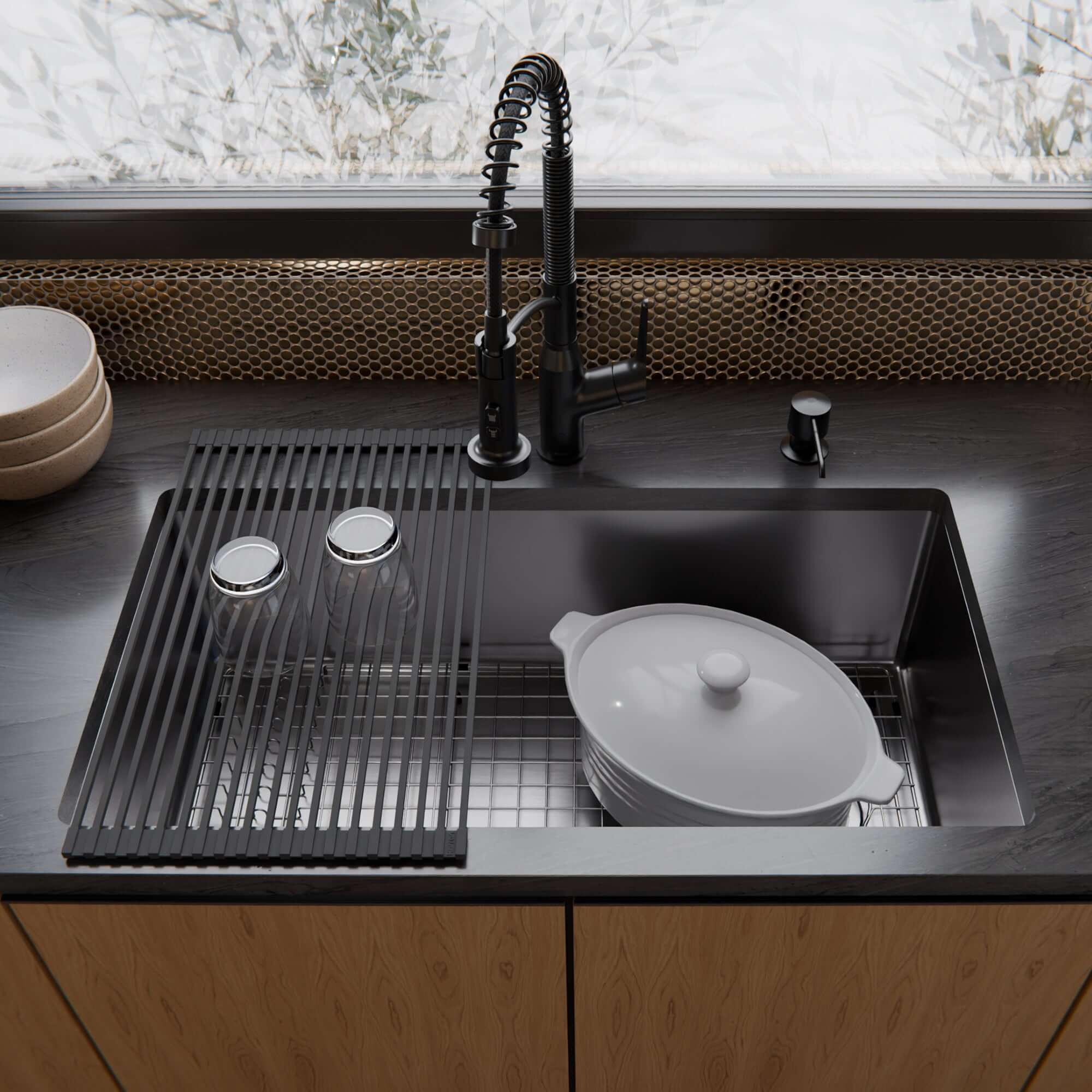 Karran Fusion 33" Undermount Stainless Steel ADA Kitchen Sink with Accessories, 16 Gauge, UUMSB3331-PK1