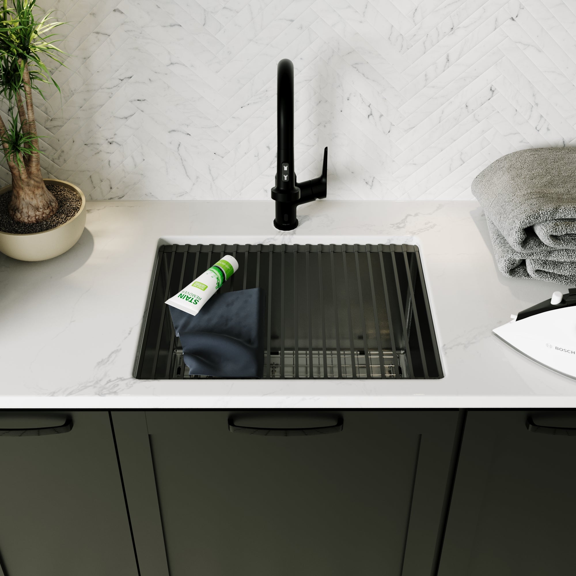 Karran Fusion 23" Undermount Stainless Steel ADA Workstation Kitchen Sink with Accessories, 16 Gauge, UUMSB2332-12PK1
