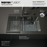 Karran Fusion 33" Drop In/Topmount Stainless Steel Kitchen Sink with Accessories, 50/50 Double Bowl, 16 Gauge, TMDB3321-PK1