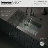 Karran Fusion 33" Undermount Stainless Steel Kitchen Sink with Accessories, 18 Gauge, UUMSB3321-PK1