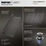 Karran Fusion 33" Drop In/Topmount Stainless Steel Kitchen Sink with Accessories, 50/50 Double Bowl, 16 Gauge, TMDB3321-PK1