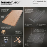Karran Fusion 30" Undermount Stainless Steel Workstation Kitchen Sink with Accessories, 16 Gauge, UUMSB3032-PK1