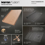 Karran Fusion 33" Undermount Stainless Steel Workstation Kitchen Sink with Accessories, 16 Gauge, UUMSB3332-PK1
