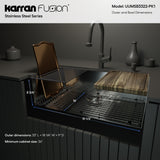 Karran Fusion 33" Undermount Stainless Steel Workstation Kitchen Sink with Accessories, 18 Gauge, UUMSB3322-PK1