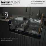 Karran Fusion 33" Drop In/Topmount Stainless Steel Workstation Kitchen Sink with Accessories, 50/50 Double Bowl, 16 Gauge, WSTMDB3323-PK1