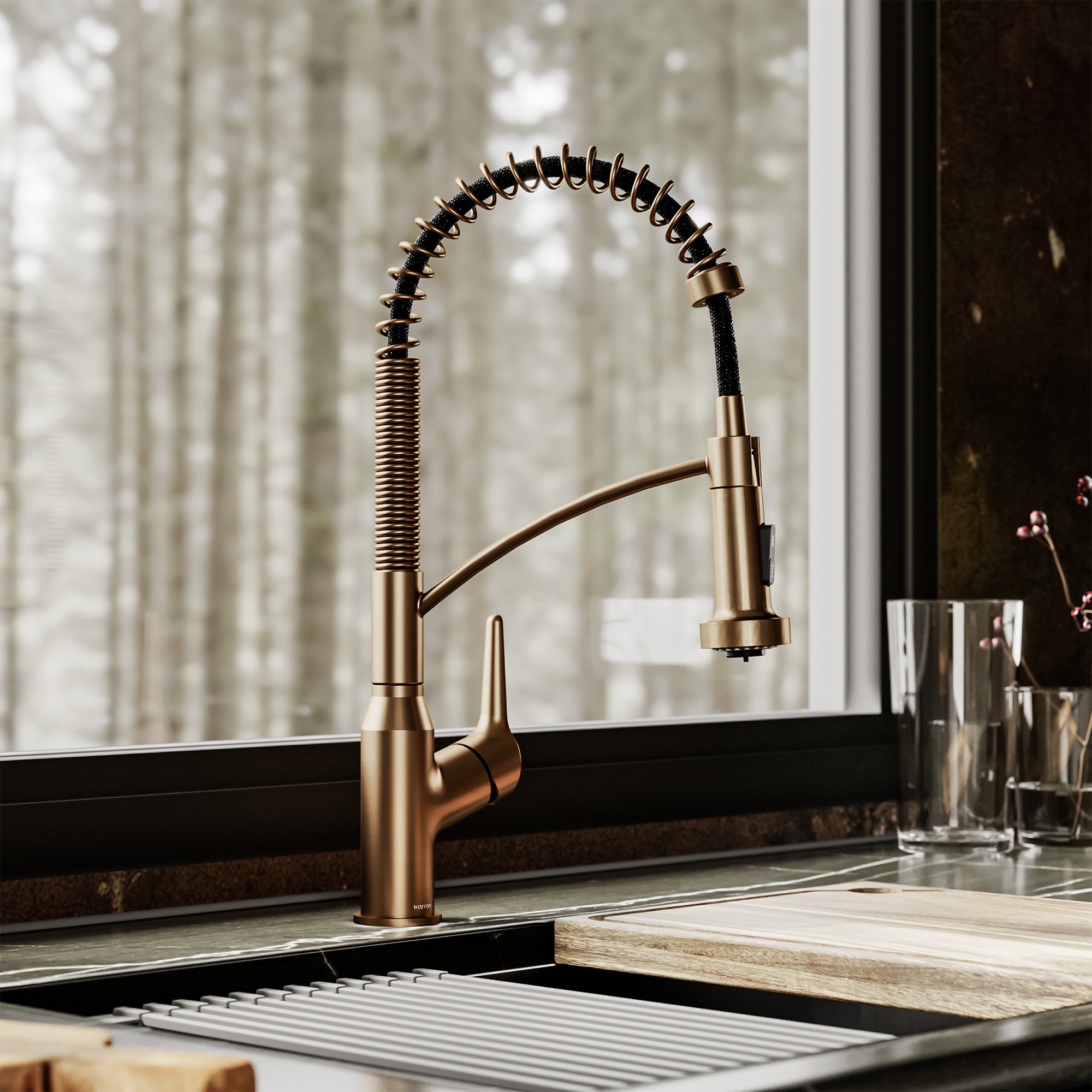 Alternative View of Karran Scottsdale 1.8 GPM Single Lever Handle Lead-free Brass ADA Kitchen Faucet, Pull-Down Kitchen, Brushed Copper, KKF210BC