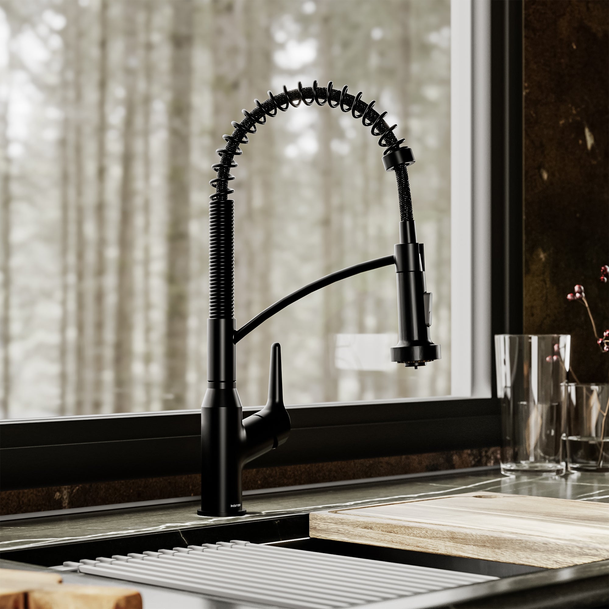 Alternative View of Karran Scottsdale Single Lever Handle Lead-free Brass ADA Kitchen Faucet, Pull Down, Matte Black, KKF210MB
