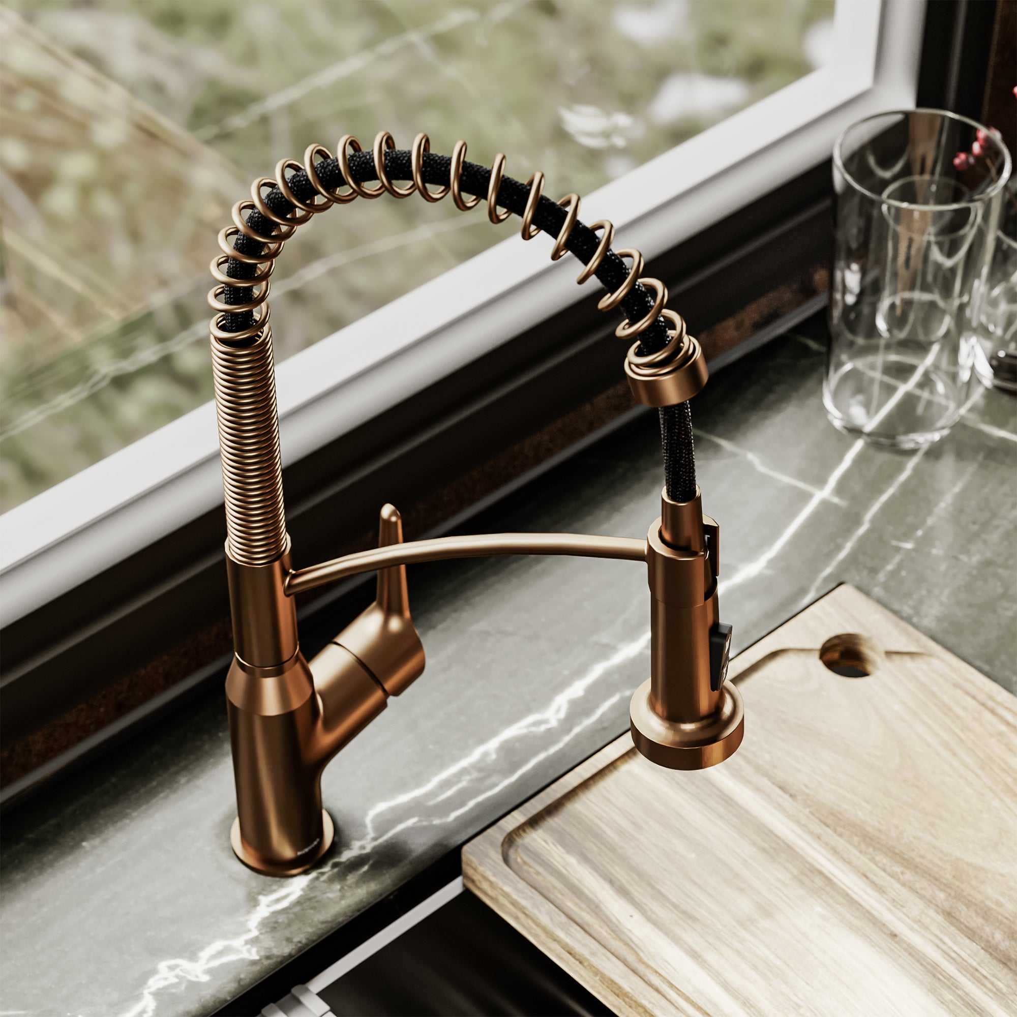 Alternative View of Karran Scottsdale 1.8 GPM Single Lever Handle Lead-free Brass ADA Kitchen Faucet, Pull-Down Kitchen, Brushed Copper, KKF210BC