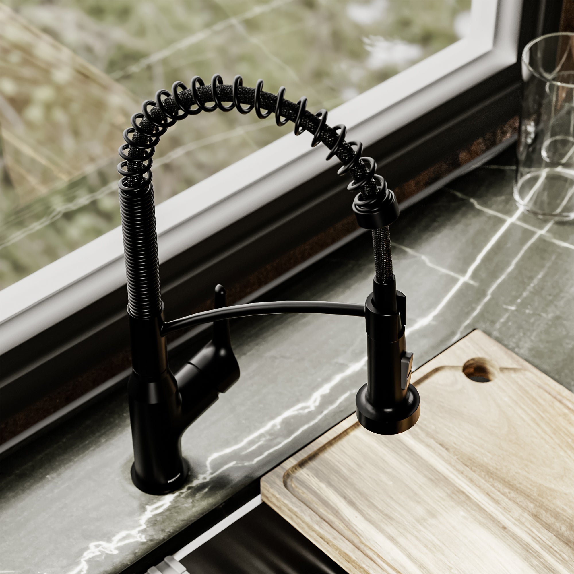 Alternative View of Karran Scottsdale Single Lever Handle Lead-free Brass ADA Kitchen Faucet, Pull Down, Matte Black, KKF210MB