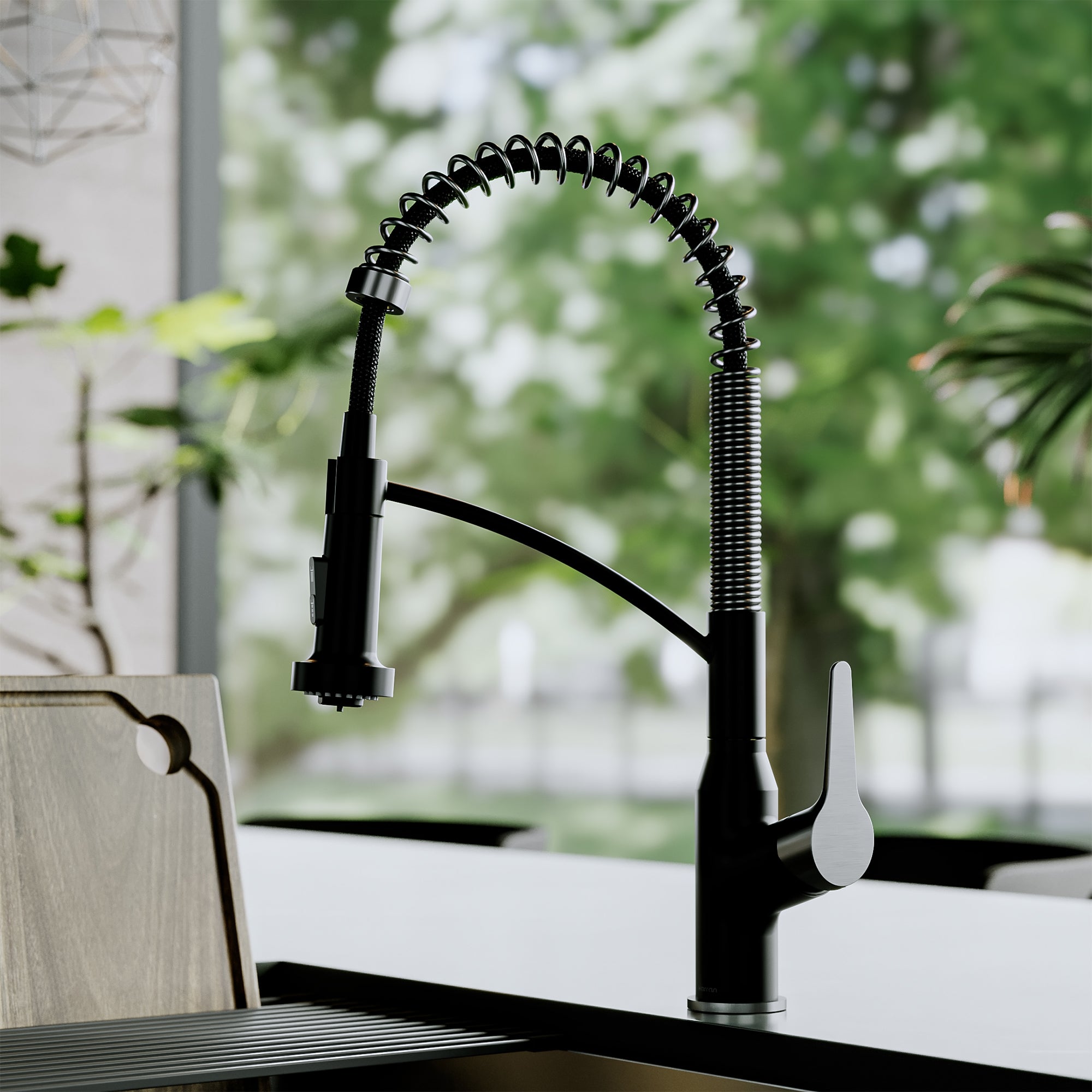 Alternative View of Karran Scottsdale 1.8 GPM Single Lever Handle Lead-free Brass ADA Kitchen Faucet, Pull-Down, Matte Black & Spot-Free Gunmetal Grey, KKF210MBSFGG