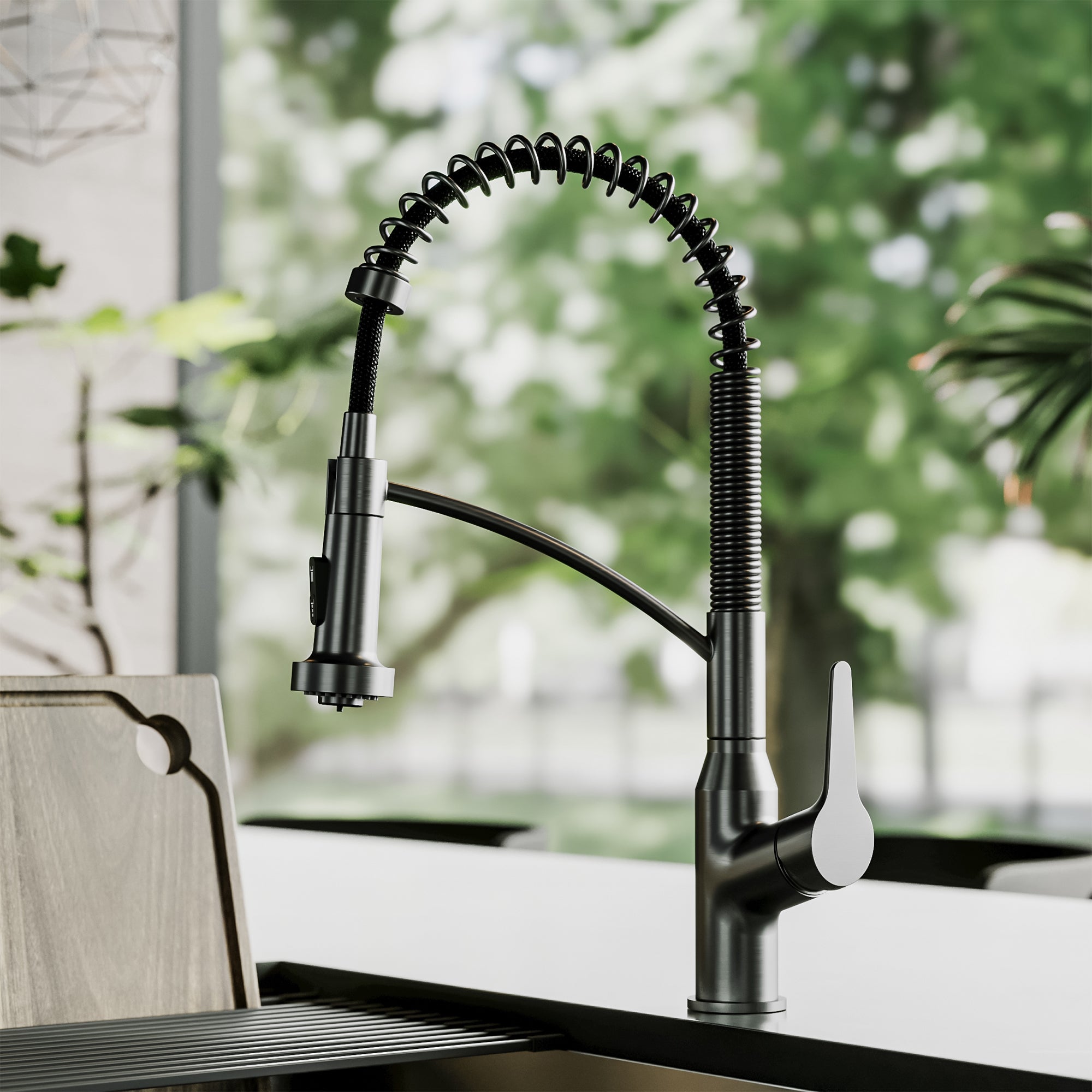 Karran Scottsdale 1.8 GPM Single Lever Handle Lead-free Brass ADA Kitchen Faucet, Pull-Down, Spot-Free Gunmetal Grey, KKF210SFGG