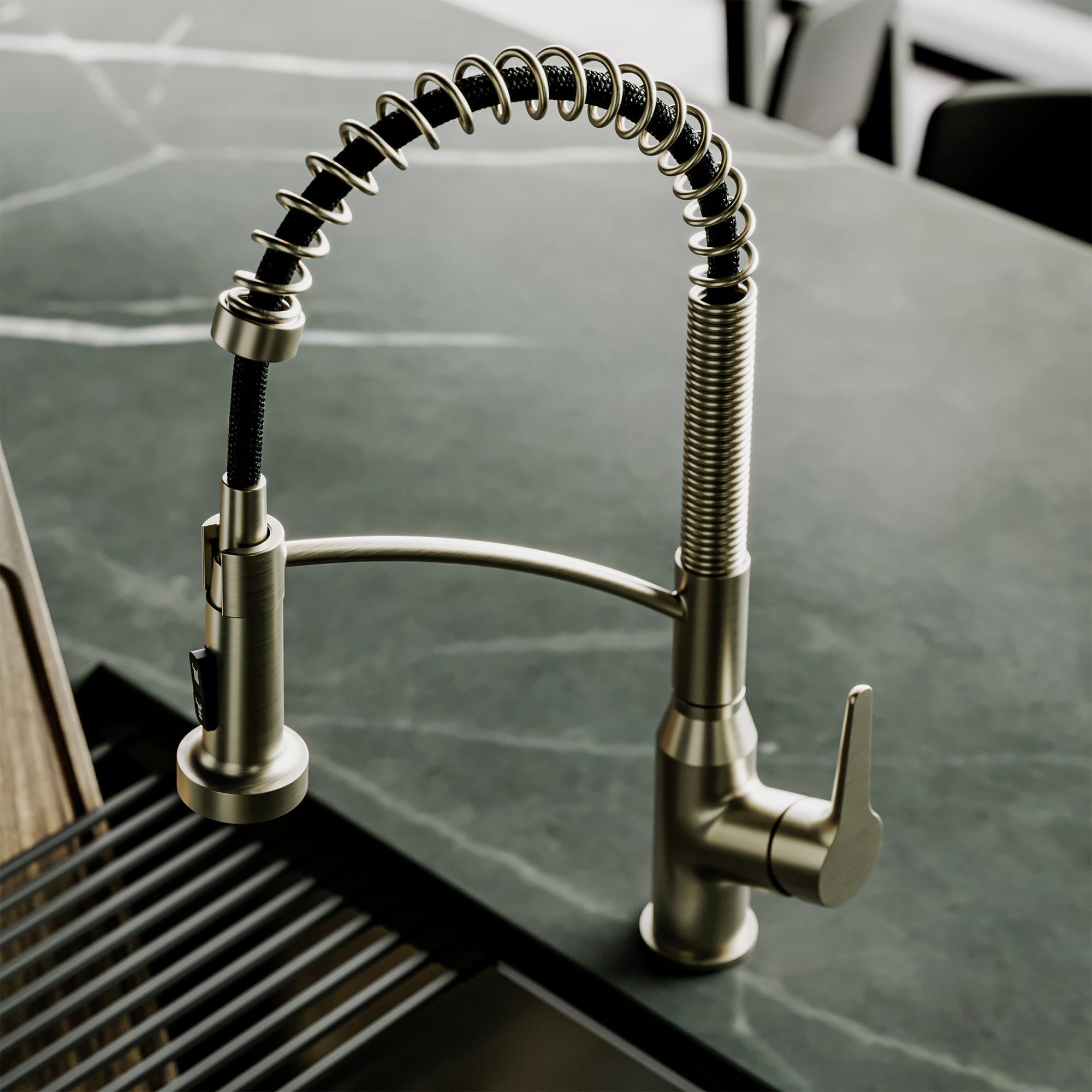 Karran Scottsdale 1.8 GPM Single Lever Handle Lead-free Brass ADA Kitchen Faucet, Pull-Down, Spot-Free Champagne Bronze, KKF210SFCB