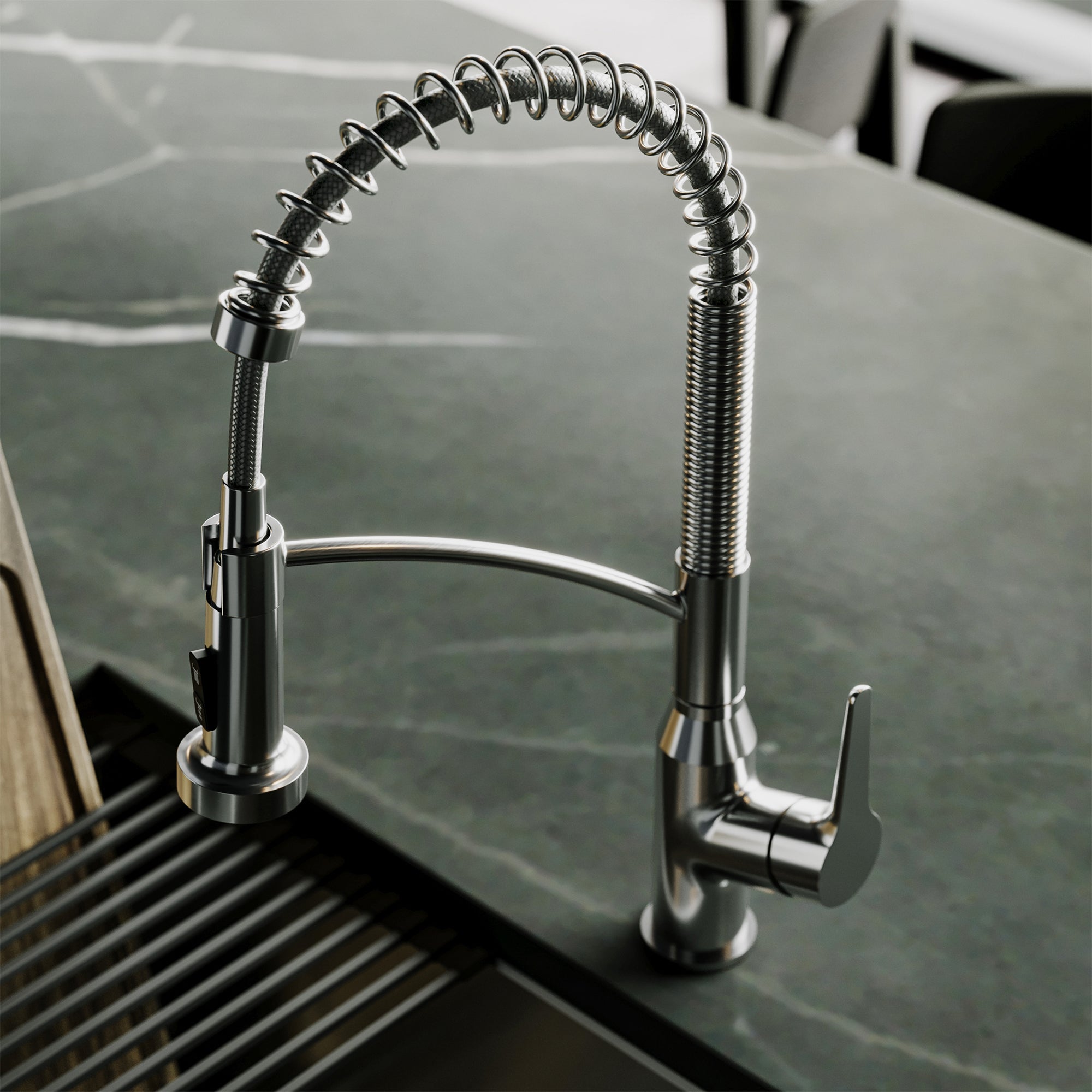 Karran Scottsdale 1.8 GPM Single Lever Handle Lead-free Brass ADA Kitchen Faucet, Pull-Down, Spot-Free Stainless Steel, KKF210SFSS