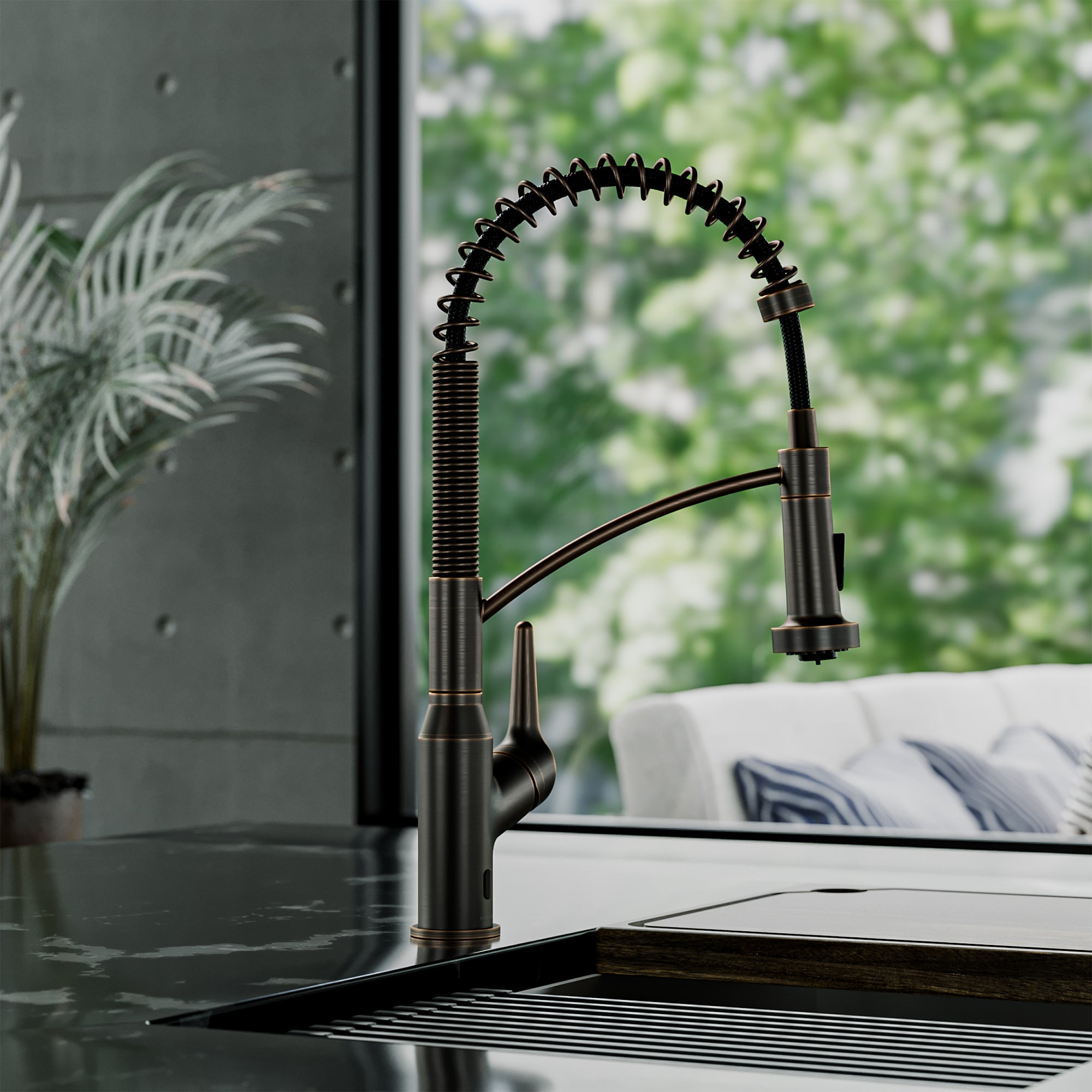 Alternative View of Karran Alston 1.8 GPM Single Lever Handle Lead-free Brass ADA Touchless Kitchen Faucet, Pull-Down, Oil Rubbed Bronze, KKF215ORB