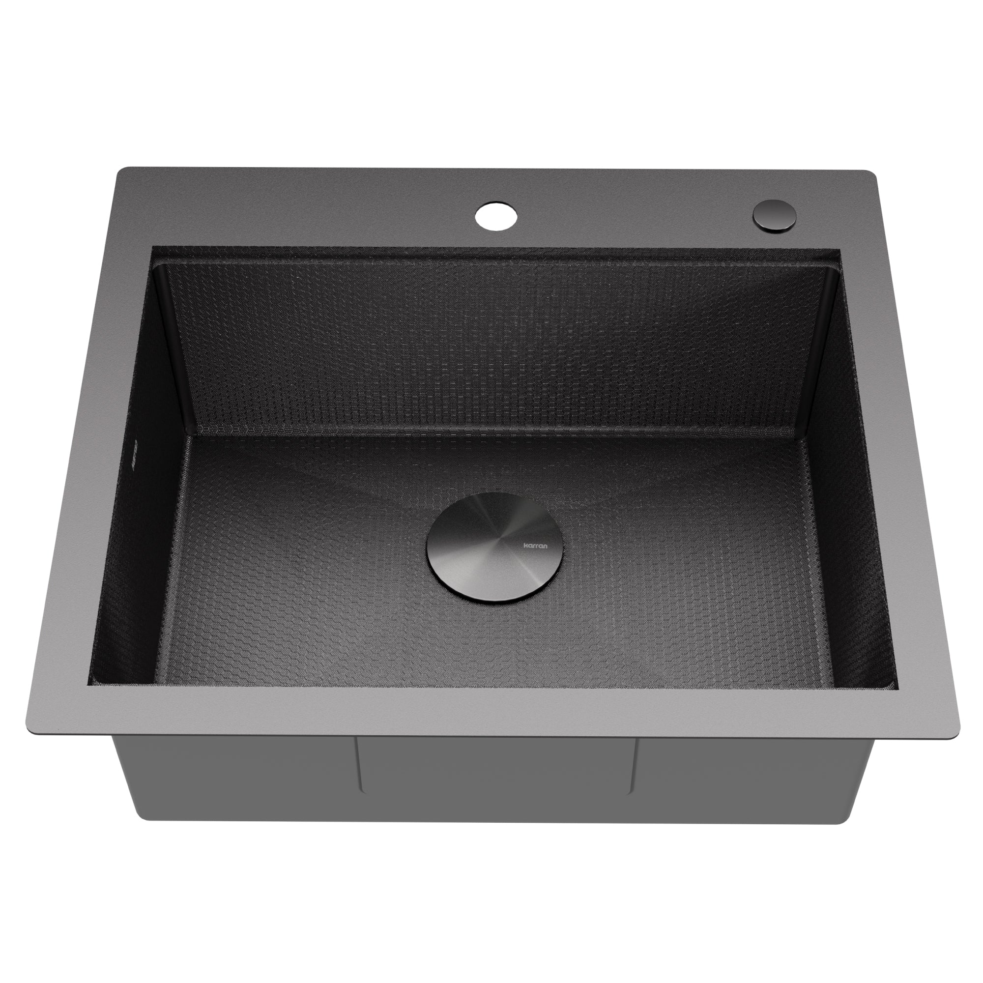 Karran Matrix 25" Drop In/Topmount Stainless Steel Workstation Kitchen Sink with Accessories, Gunmetal Grey, 16 Gauge, HST2522SBGG