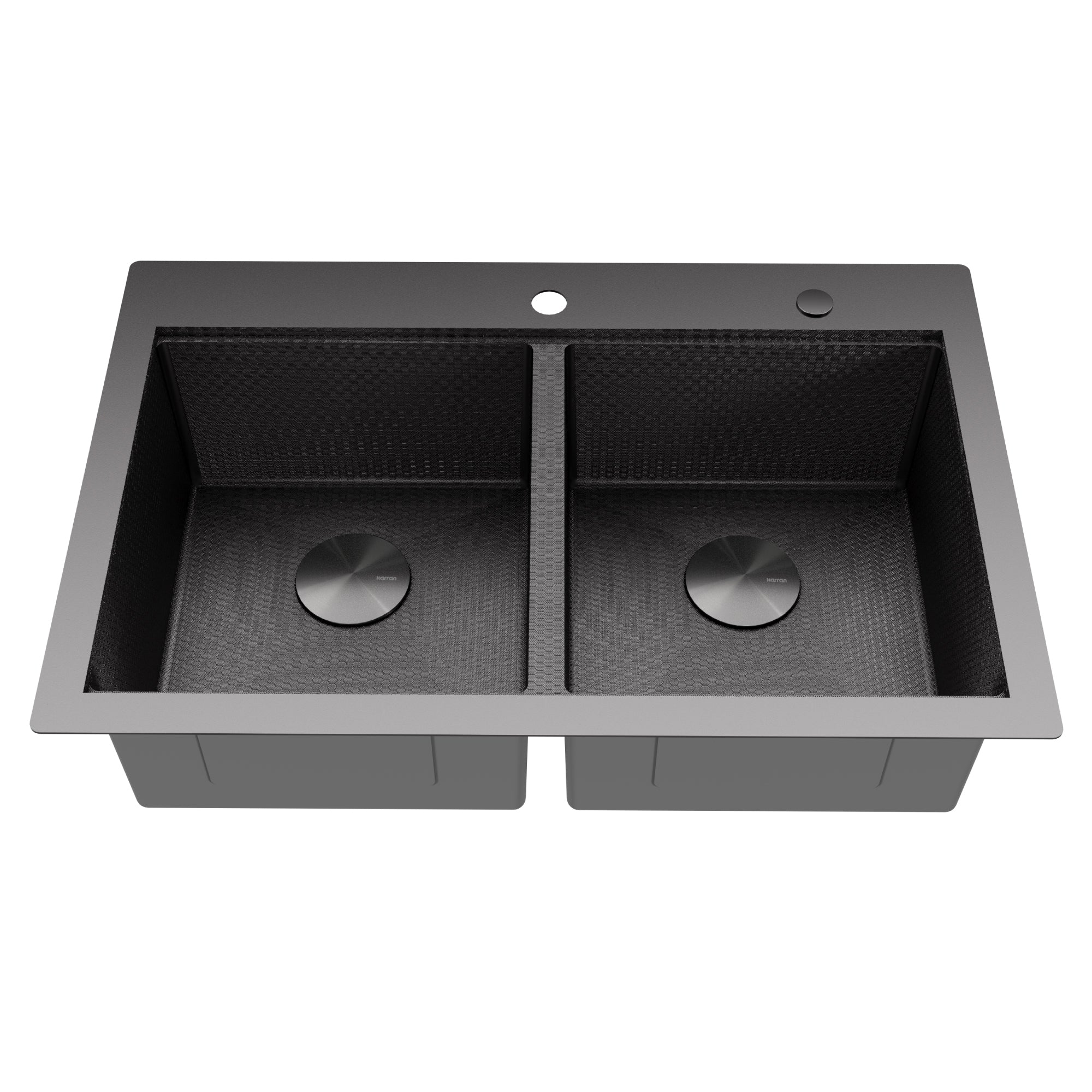 Karran Matrix 33" Drop In/Topmount Stainless Steel Workstation Kitchen Sink with Accessories, 50/50 Double Bowl, Gunmetal Grey, 16 Gauge, HST3322DBGG