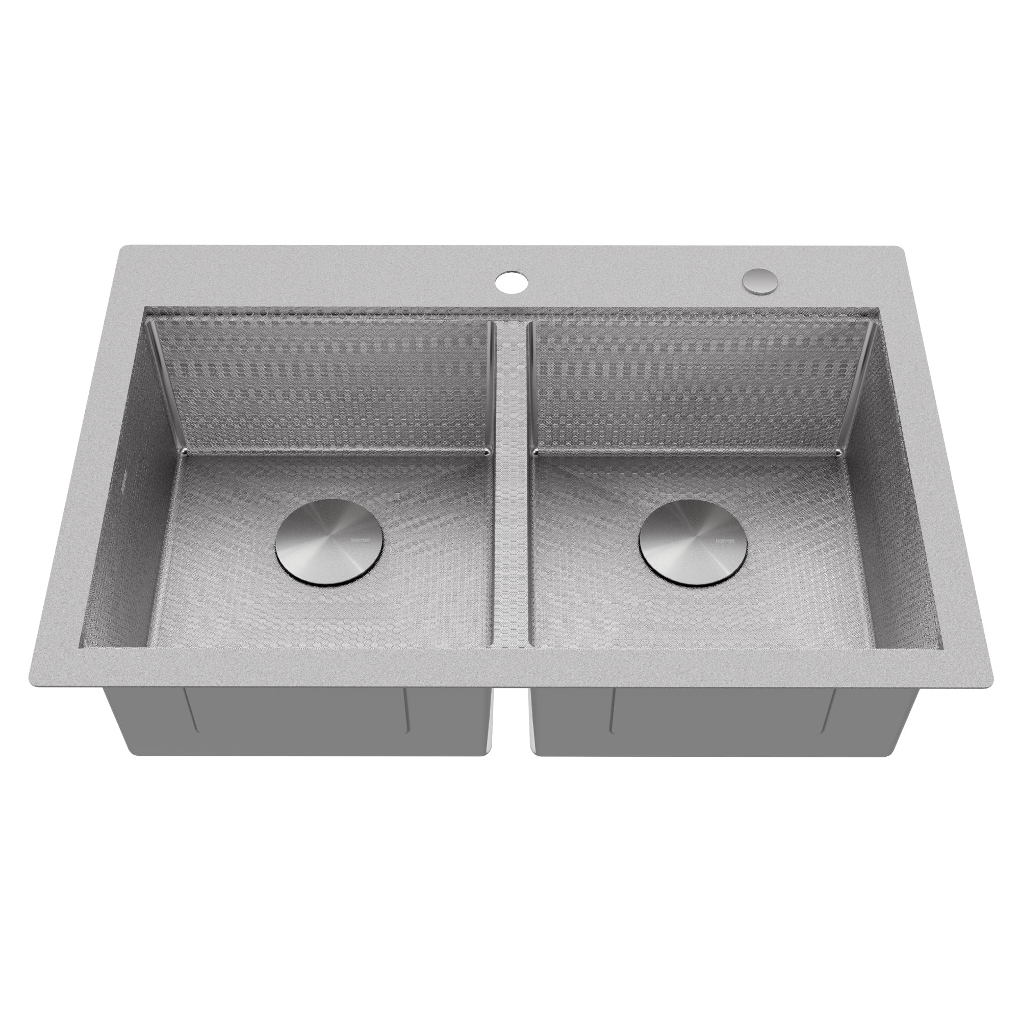 Karran Matrix 33" Drop In/Topmount Stainless Steel Workstation Kitchen Sink with Accessories, 50/50 Double Bowl, 16 Gauge, HST3322DBSS