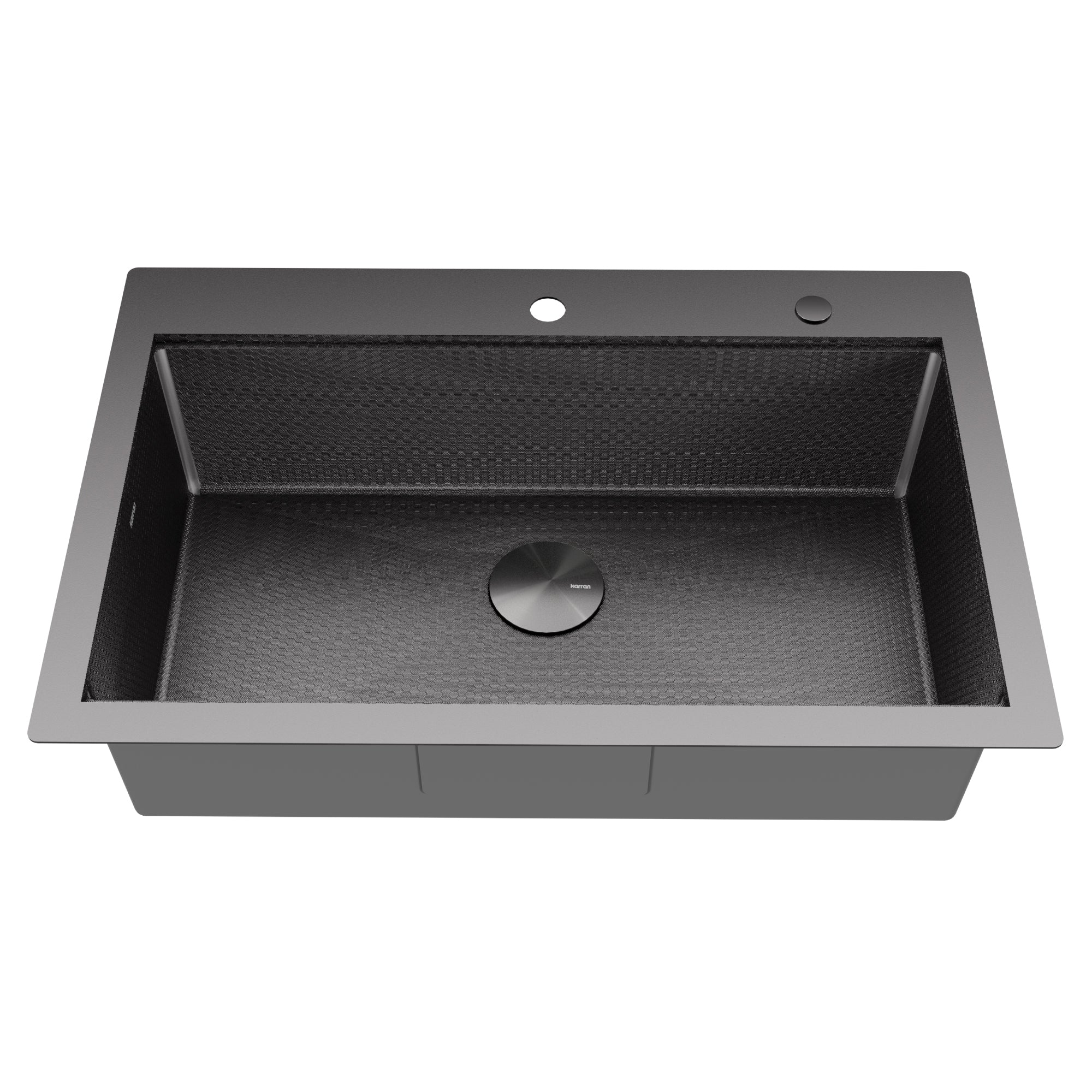 Karran Matrix 33" Drop In/Topmount Stainless Steel Workstation Kitchen Sink with Accessories, Gunmetal Grey, 16 Gauge, HST3322SBGG