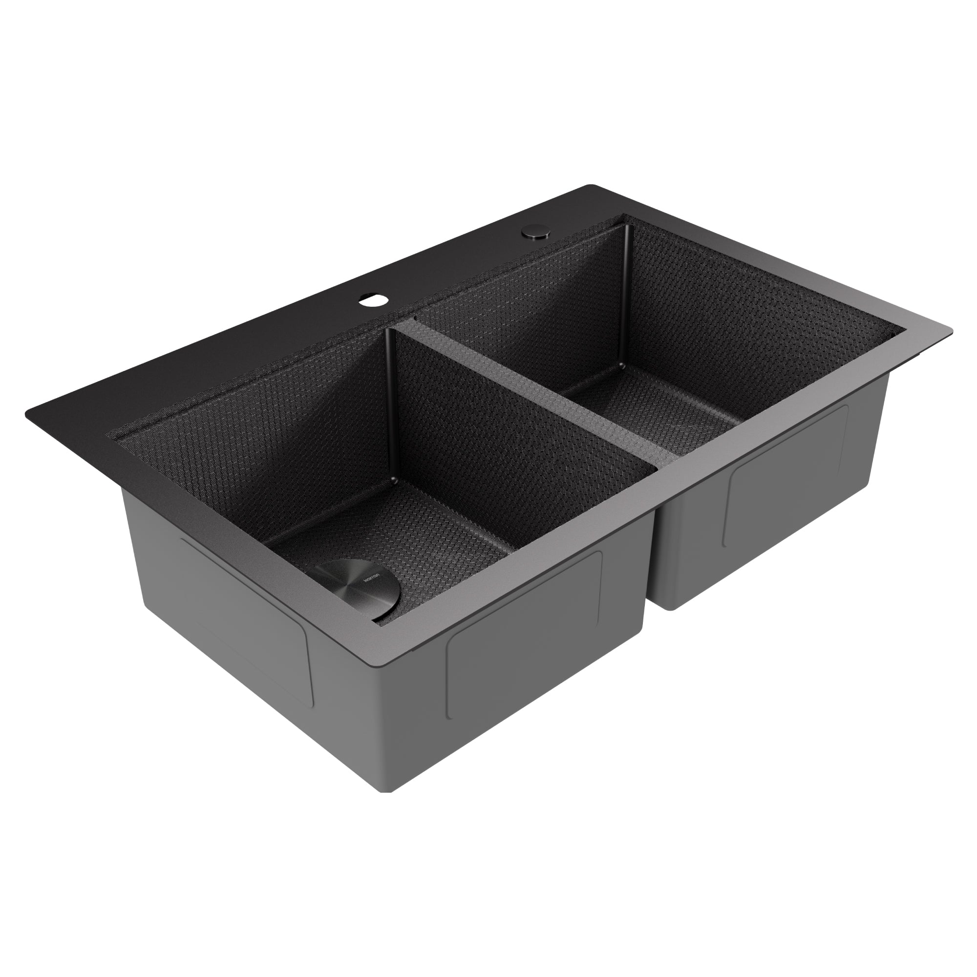 Karran Matrix 33" Drop In/Topmount Stainless Steel Workstation Kitchen Sink with Accessories, 50/50 Double Bowl, Gunmetal Grey, 16 Gauge, HST3322DBGG