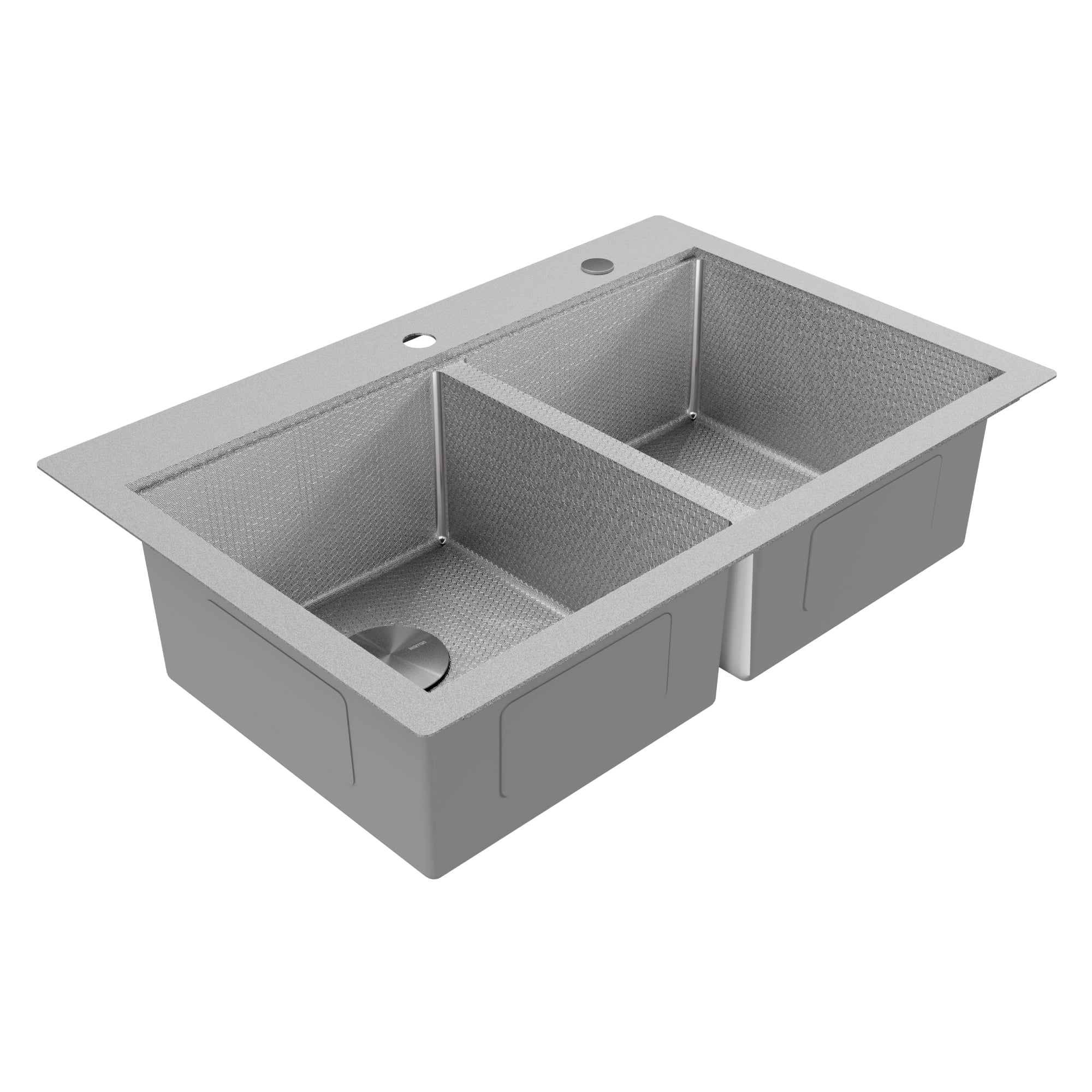 Karran Matrix 33" Drop In/Topmount Stainless Steel Workstation Kitchen Sink with Accessories, 50/50 Double Bowl, 16 Gauge, HST3322DBSS
