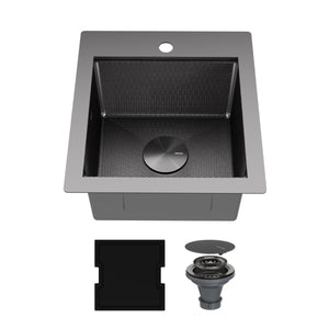 Alternate Image for Karran Matrix 17" Drop In/Topmount Stainless Steel Workstation Kitchen Sink with Accessories, Gunmetal Grey, 16 Gauge, HST1719SBGG