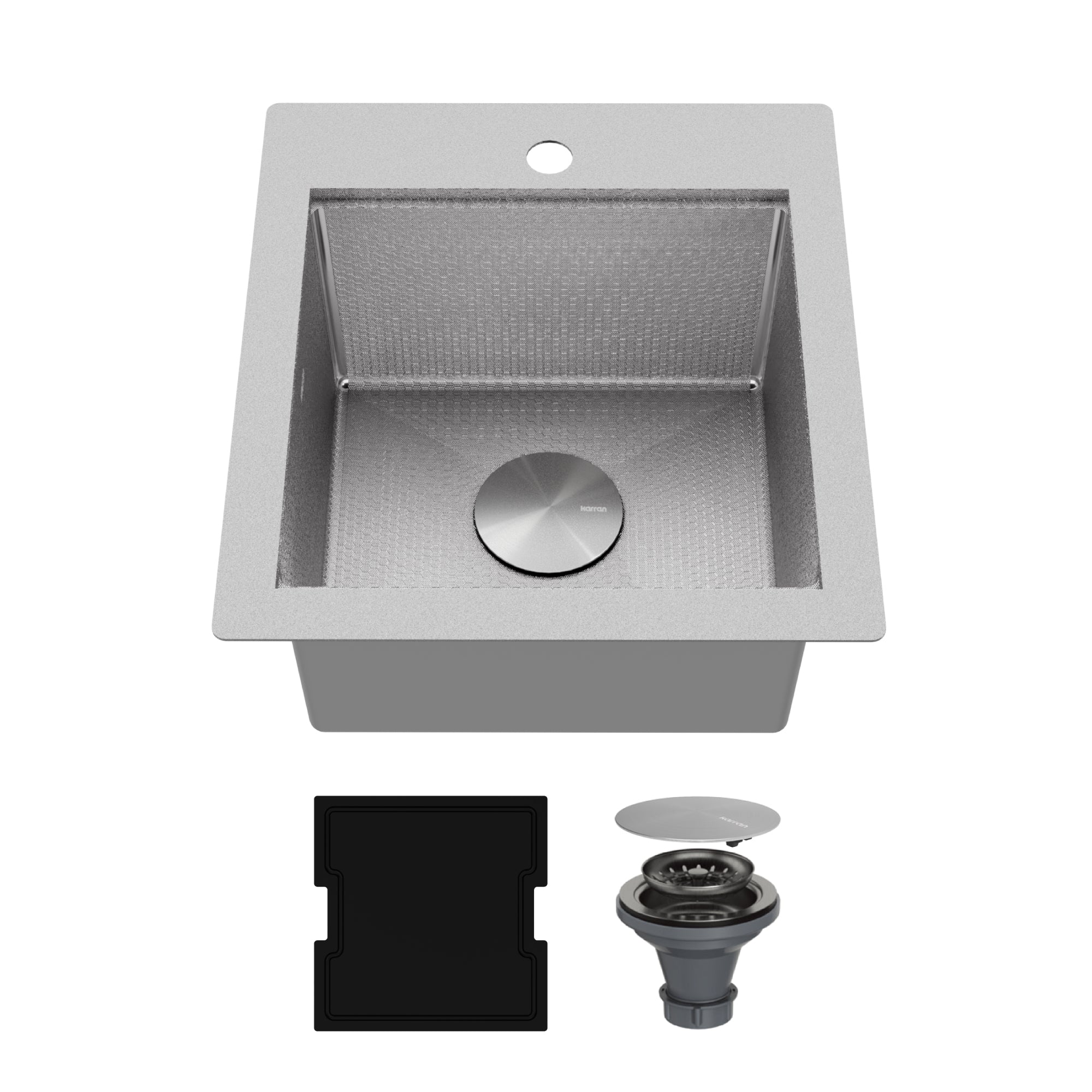 Karran Matrix 17" Drop In/Topmount Stainless Steel Workstation Kitchen Sink with Accessories, 16 Gauge, HST1719SBSS