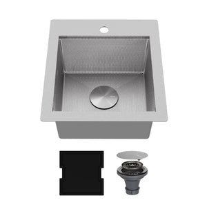 Alternate Image for Karran Matrix 17" Drop In/Topmount Stainless Steel Workstation Kitchen Sink with Accessories, 16 Gauge, HST1719SBSS