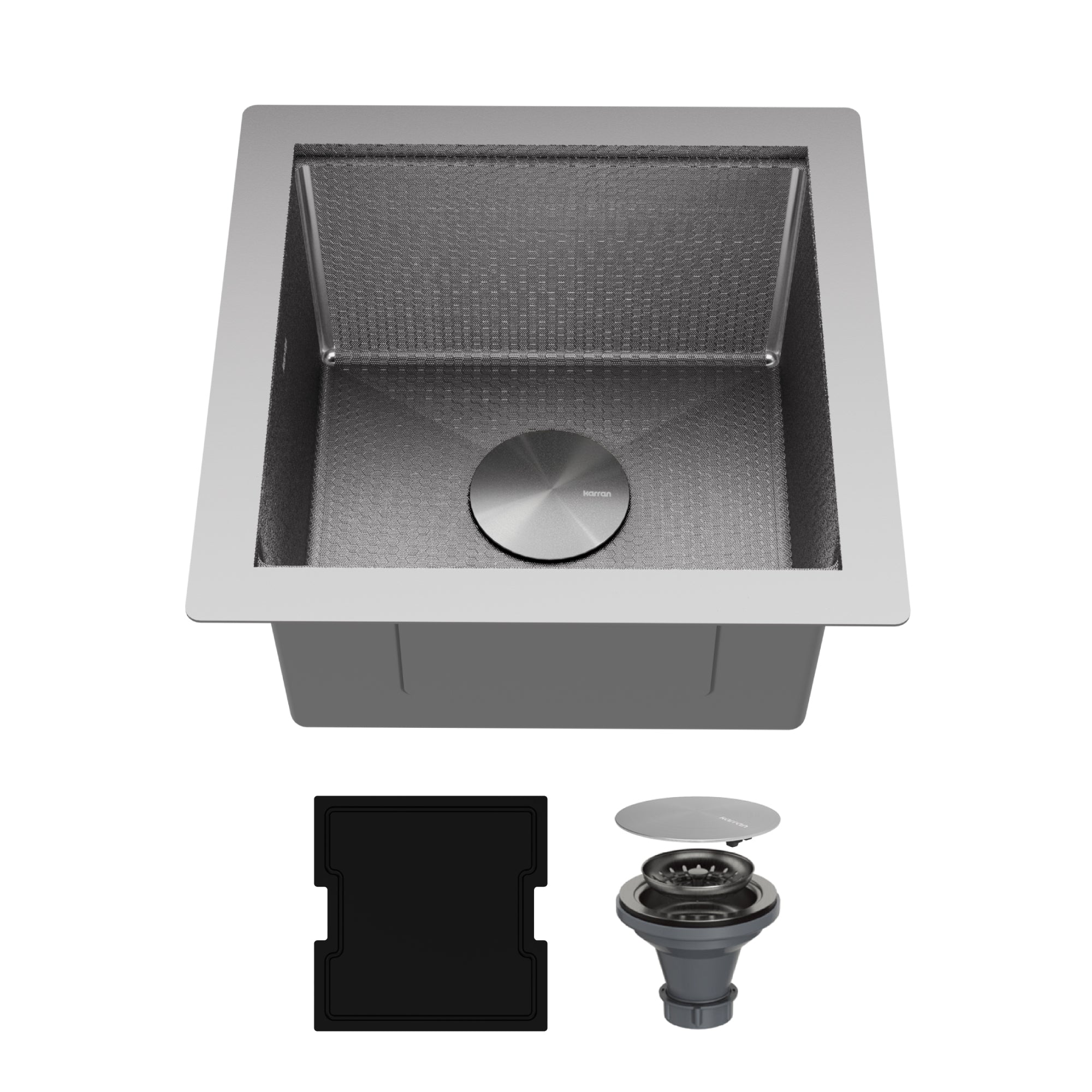Karran Matrix 17" Undermount Stainless Steel Workstation Kitchen Sink with Accessories, 16 Gauge, HSU1717SBSS